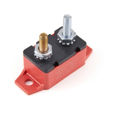 OptiFuse ACBP-V-50C Type I Short Stop Circuit Breaker, In-line Mount, Red, 50A