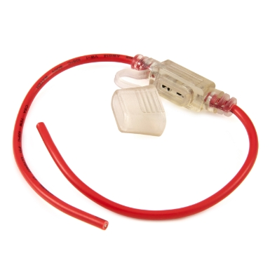 littelfuse mini® atm in-line fuse holder, 14ga. wire, 6" leads, 30a, clear, 0fhm0001hxglo