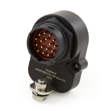 amphenol sine systems ahdphb04-24-16p-blk-cn ahdphb04-24-16p-blk-cn 16 position receptacle, shell size 24, bussed, potted, black
