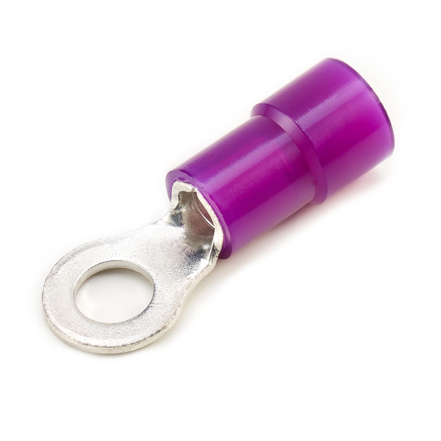 Ring Terminal, 8 Ga., 1/4 Stud Size, Nylon Insulated Waytek