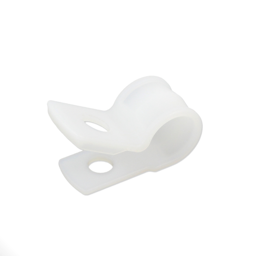 Heavy-Duty Self-Aligning Nylon Cable Clamp 21486, 3/8" Diameter, #10 Stud Size, 1/2" Wide, White