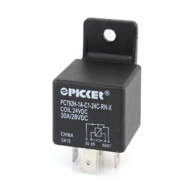 Picker PC792H-1A-C1-24C-RN-X Mini ISO Relay, 24VDC, SPST, 30A, with Resistor & Plastic Bracket