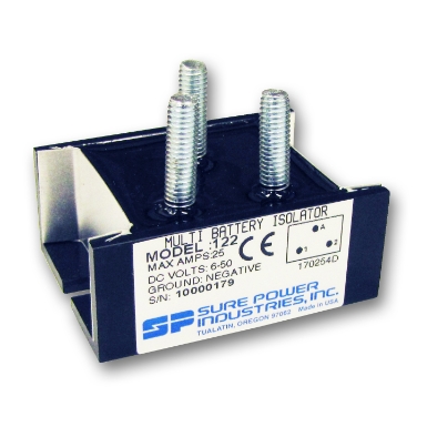 Eaton's Sure Power 122 Multi Battery Isolator, 25A, 3 Studs, 2 holes at .210"