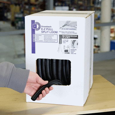 drossbach db012pdb-dross corrugated loom poly .50" id black 100' dispenser box