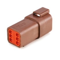 Amphenol Sine Systems AT04-6P-BRN, 6-Way Connector Receptacle, Brown, Rotated View