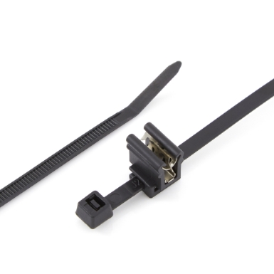 Heyco 15205 Edge Clip with 8″ UV Cable Tie, Zip Tie, Pre-assembled, Perpendicular Orientation, Top Fixing, for Panels from .04" - .12" Thick, Black