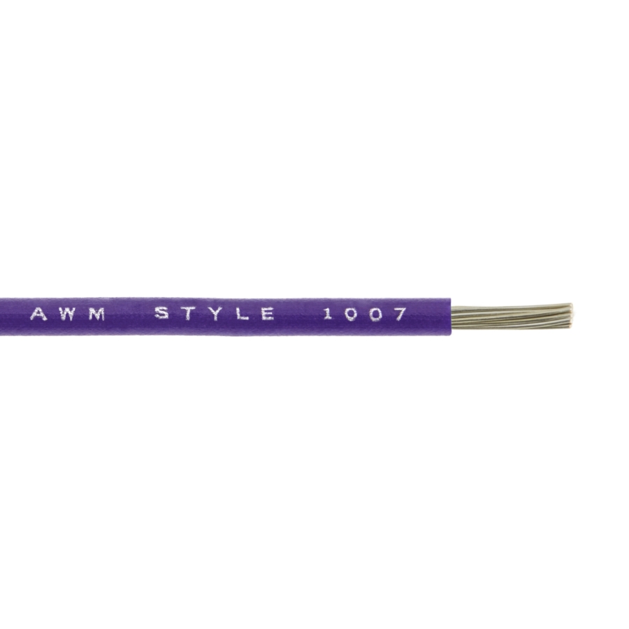 WQT20-7 Hook-Up Wire, Tinned Copper, UL 1007/1569, 20 Ga., Violet