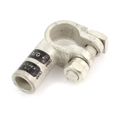 crimpable battery lug 36342, positive post, right elbow, 1/0 ga.