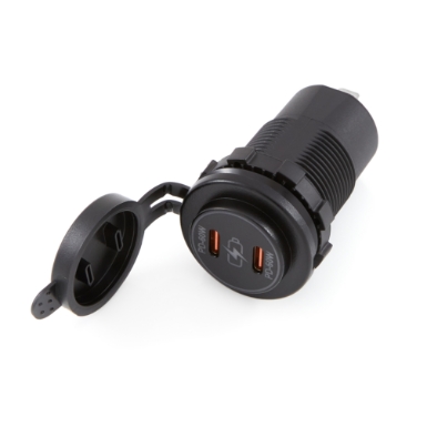 switch components a9-usb2c2-1-b-2pd, black circular dual usb type c, back lite led, 36w, 12/24vdc