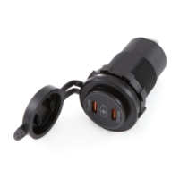 Switch Components A9-USB2C2-1-B-2PD, Black Circular Dual USB Type C, Back Lite LED, 36W, 12/24VDC