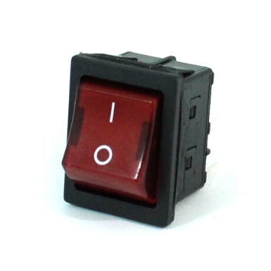 E-Switch Rocker Switch 16A 125VAC DPST Off-On Light Red RBW2ABLKRILFF3