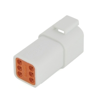 Amphenol Sine Systems AT04-6P-WHT 6-Way Connector Receptacle, Rotated View