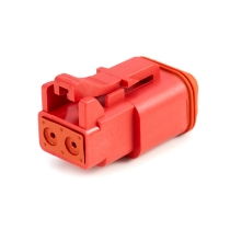 Amphenol Sine Systems AT06-2S-YEL, 2-Way Connector Plug, Red, Rotated View