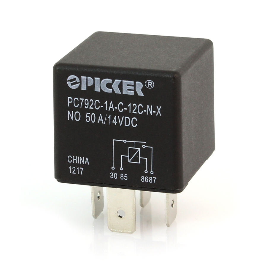 Picker PC792C-1A-C-12C-N-X 50A Mini ISO Relay, 12VDC, SPST