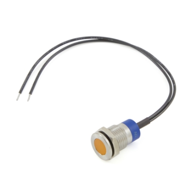 cit relay &amp; switch in12aso12w 12mm flush mount, flat lens, panel indicator light, orange led, 12vdc, w/ 6 " wire leads