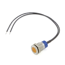 CIT Relay & Switch IN12ASO12W 12mm Flush Mount, Flat Lens, Panel Indicator Light, Orange LED, 12VDC, w/ 6 " Wire Leads