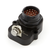 Amphenol Sine Systems AHDPHB04-24-16P-BLK-CN AHDPHB04-24-16P-BLK-CN 16 Position Receptacle, Shell Size 24, Bussed, Potted, Black, Rotated View