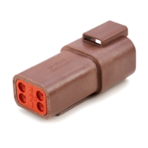 Amphenol Sine Systems AT04-4P-BRN 4-Way Connector Receptacle, Brown, Rotated View