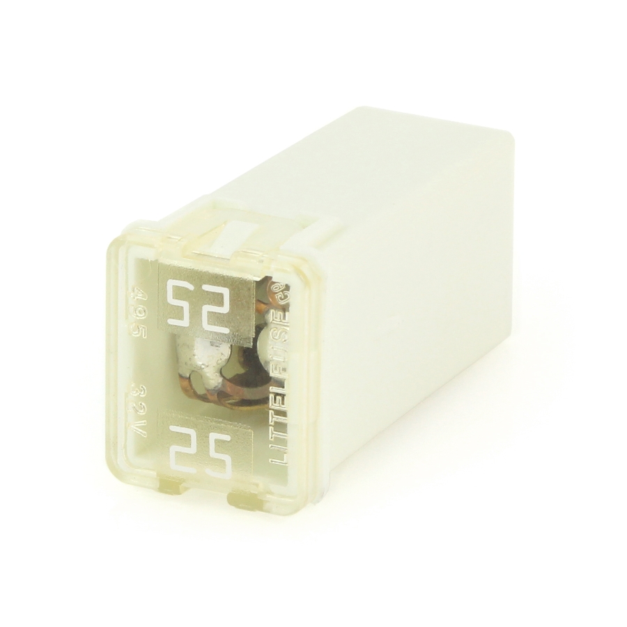 Littelfuse JCASE Cartridge Style Fuse, 25A, 32VDC, Time Delay, White, 0495025.ZXA