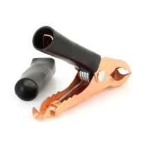 East Penn 06144 Miniature Black Battery Clamp, Handles Rated to 50A, Rotated View