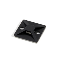 Cable Tie Mounting Base Black 4-Way-Adhesive and # 4 Screw