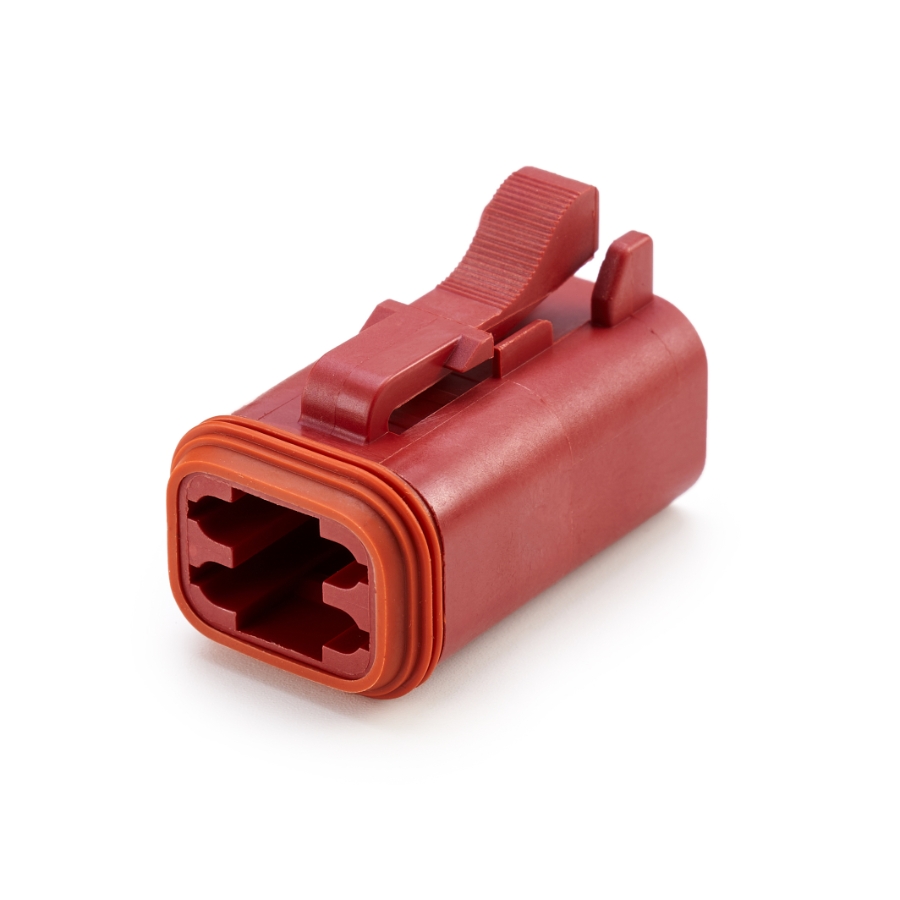 Amphenol Sine Systems AT06-4S-RED 4-Way Connector Plug, DT06-4S Compatible, Red