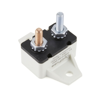 OptiFuse ACBP-H-25C Type I Short Stop Circuit Breaker, Right Angle Mount, White, 25A
