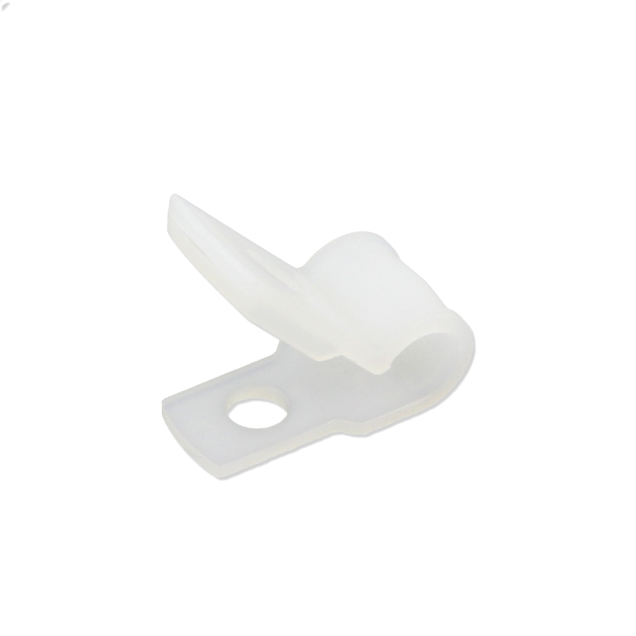 Light-Duty Self-Aligning Nylon Cable Clamp 21480, 3/16" Diameter, #6 Stud Size, 3/8" Wide, White