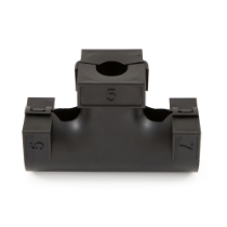 HellermannTyton 167-00225 Hinged Convoluted Loom Tubing T-Fitting, L- 0.50" x C- 0.50" x R- 0.75", Rotated View