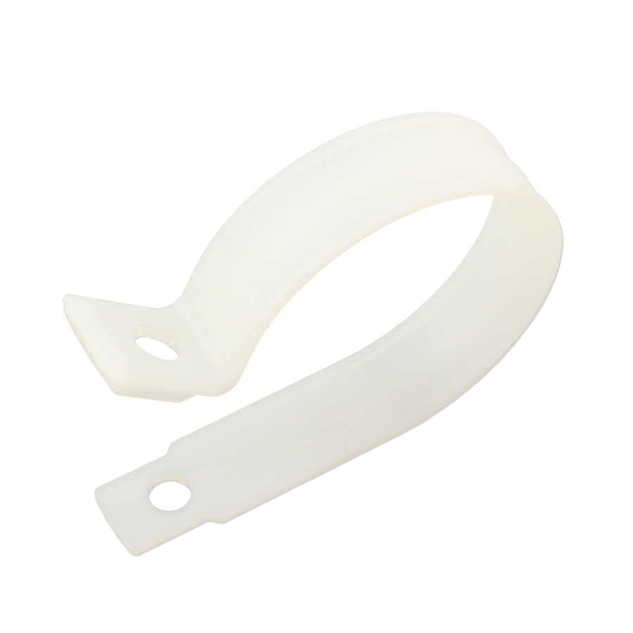 Heavy-Duty Self-Aligning Nylon Cable Clamp 21478, 1 1/2" Diameter, #10 Stud Size, 1/2" Wide, White