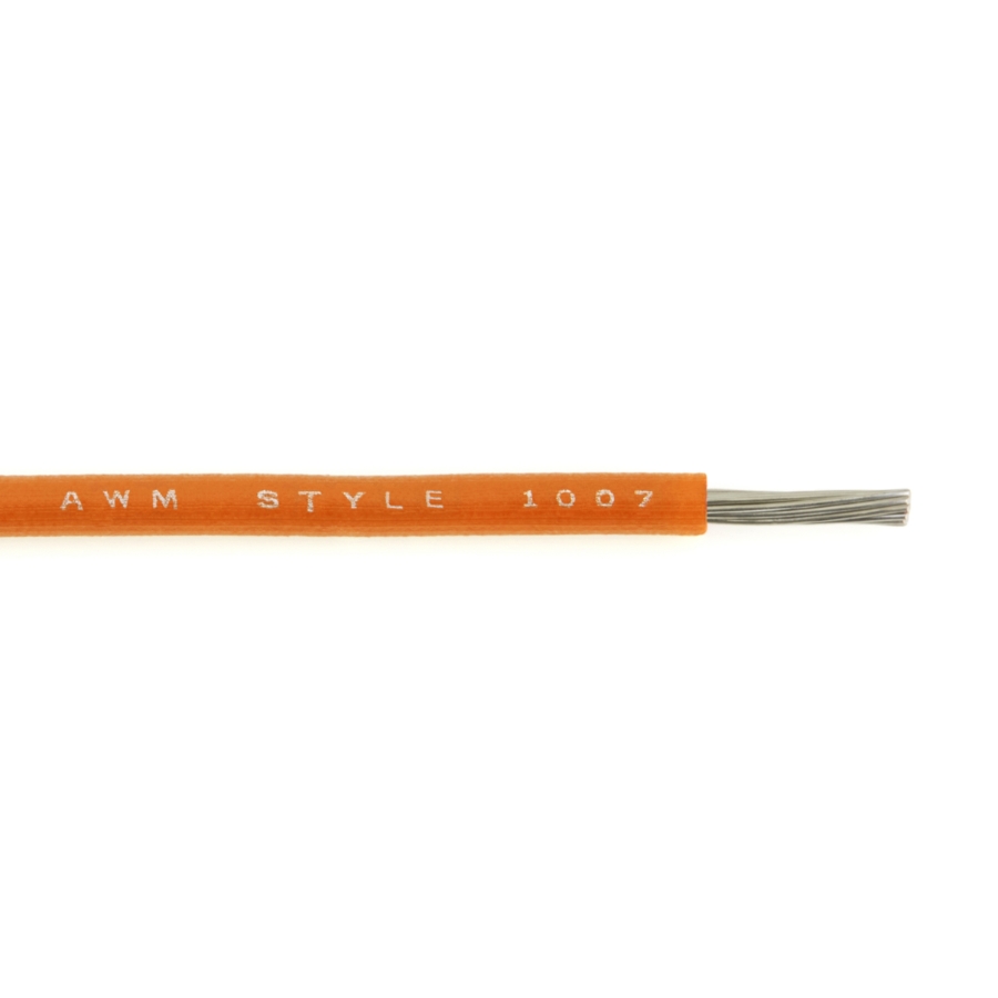 WQT18-3 Hook-Up Wire, Tinned Copper, UL 1007/1569, 18 Ga., Orange