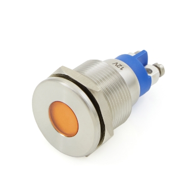 cit relay &amp; switch in19aso12z 19mm flush mount, flat lens, panel indicator light, orange led, 12vdc, screw terminals
