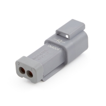 Amphenol  AT04-2P-D1N4GRY 2 position pin receptacle 1N4004 diode with nickel plated pins, endcap, grey _Rotated View