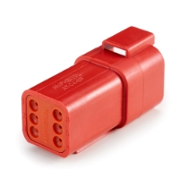 Amphenol Sine Systems AT04-6P-RED 6-Way Connector Receptacle, Red, Rotated View