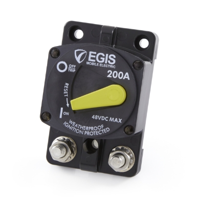Egis Mobile Electric 4704-200B Marine-Rated Surface Mount Circuit Breaker, Type III, 200A, 48VDC