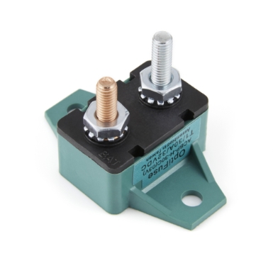 OptiFuse ACBP-H-30C Type I Short Stop Circuit Breaker, Right Angle Mount, Green, 30A