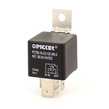 Picker PC795-1A-C2-12C-RN-X 80A Maxi Relay, 12VDC, SPST, Resistor, Ignition Protected