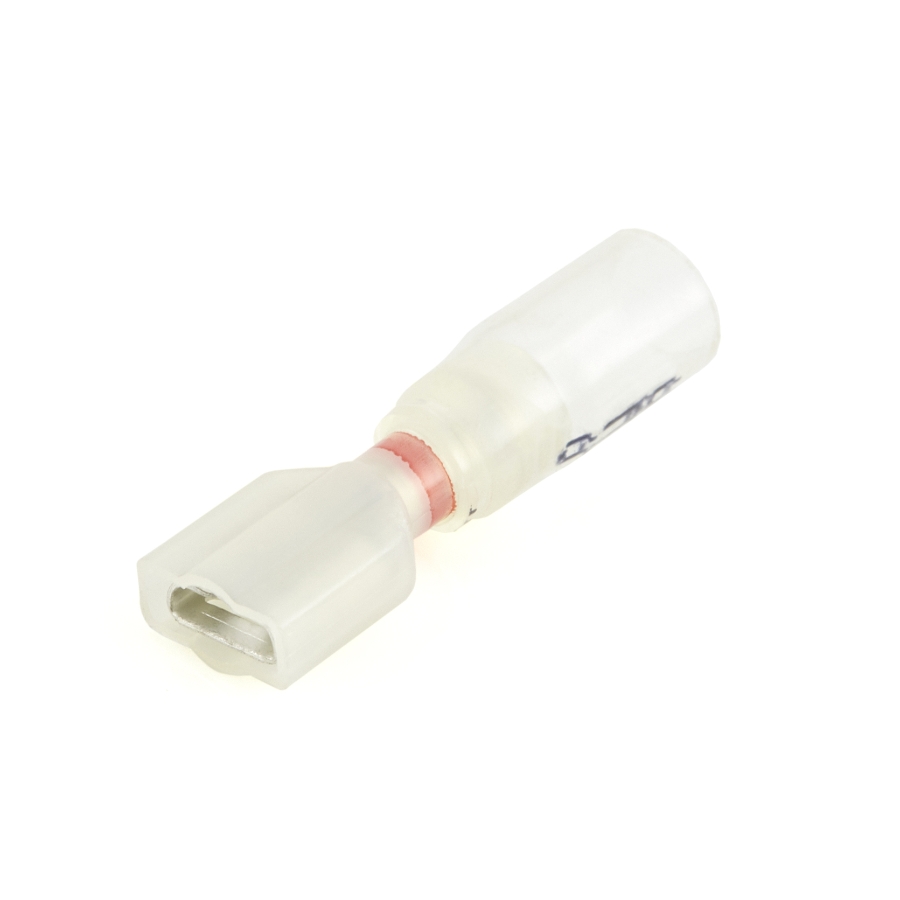 30937 Crystal Clear Heat Shrink Female Quick Disconnect, 22-18 Ga., Red Stripe