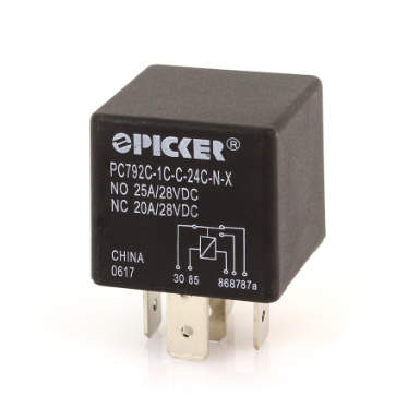 Picker Mini ISO Relay, 24V, SPDT, PC792C-1C-C-24C-N-X, Ignition Protected