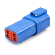 Amphenol Sine Systems AT04-4P-BLU 4-Way Connector Receptacle, Blue, Rotated View