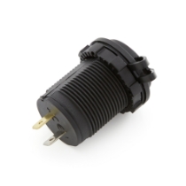 YIS Marine AS233E-A Black Circular Single USB Type 2.0, Blue LED Indicator, 2.4A, 12/24VDC _side view 2