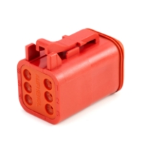 Amphenol Sine Systems AT06-6S-RED 6-Way Connector Plug, Red, Rotated View