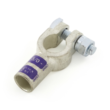 crimpable battery lug 36311, negative post, straight, 3/0 ga.