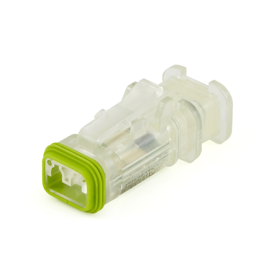 mphenol Sine Systems AT06-2S-LED12VR1-OMC 2-Way AT LED Connector Plug, 12VDC, Clear Body