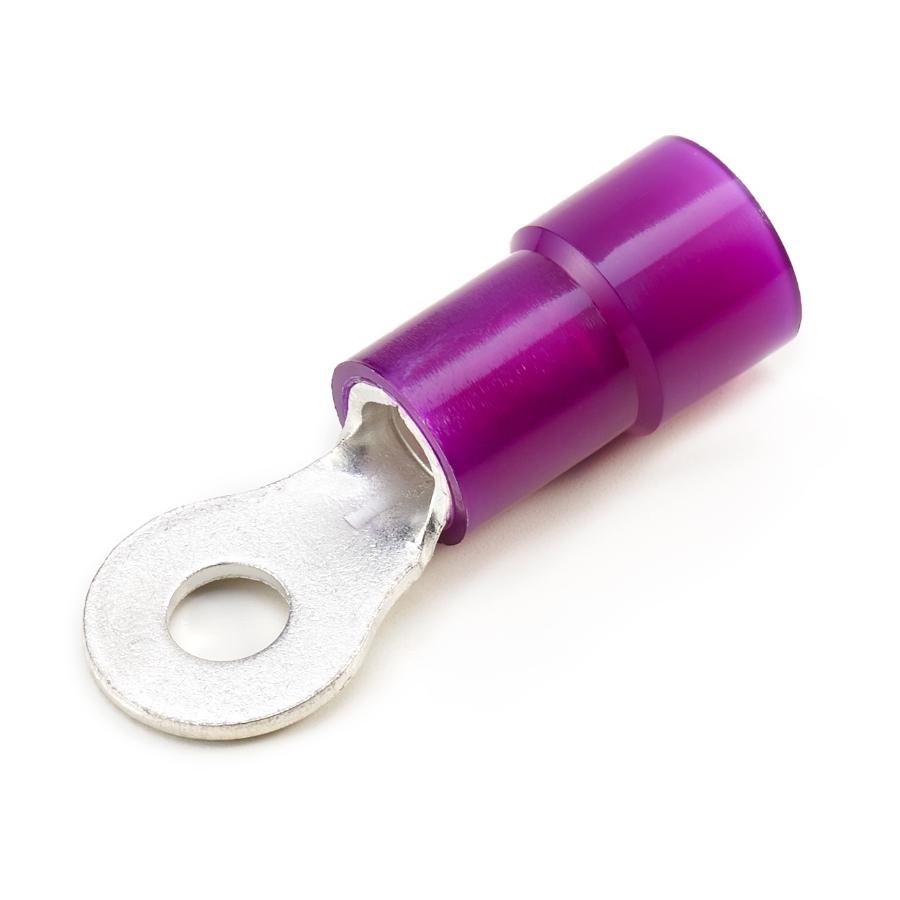 Ring Terminal, 8 Ga., 10 Stud Size, Nylon Insulated Waytek