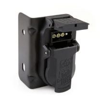 Erich Jaeger 101431, 7-Way & 4-Way Combo Trailer Connector Socket, Horizontal Mount (SAEJ2863 & SAEJ1239), Top Open