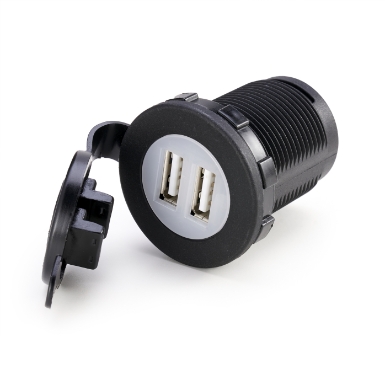 screw mount dual led usb socket with protective cap