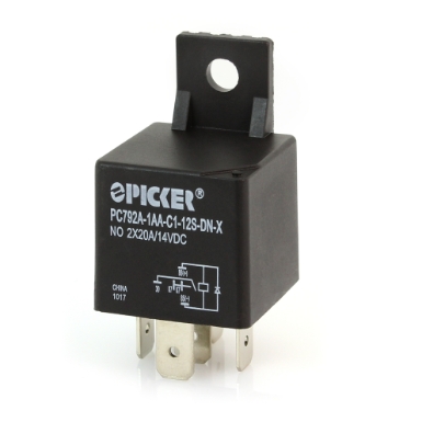 Picker PC792A-1AA-C112S-DNX 40A Mini ISO Relay, 12VDC, SPST, Diode