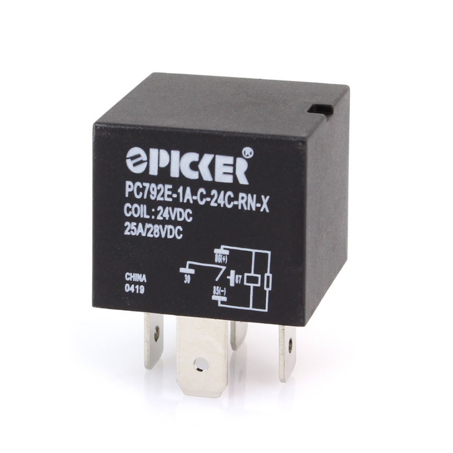 Picker PC792E-1A-C-12S-RN-X Mini ISO Relay, 12V, SPDT, 50A, Sealed with Resistor