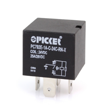 Picker PC792E-1A-C-12S-RN-X Mini ISO Relay, 12V, SPDT, 50A, Sealed with Resistor